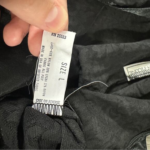 Vintage Evan Picone Black Lace Sleeveless Intimate Lingerie‎ Slip Dress Size L - Picture 6 of 10